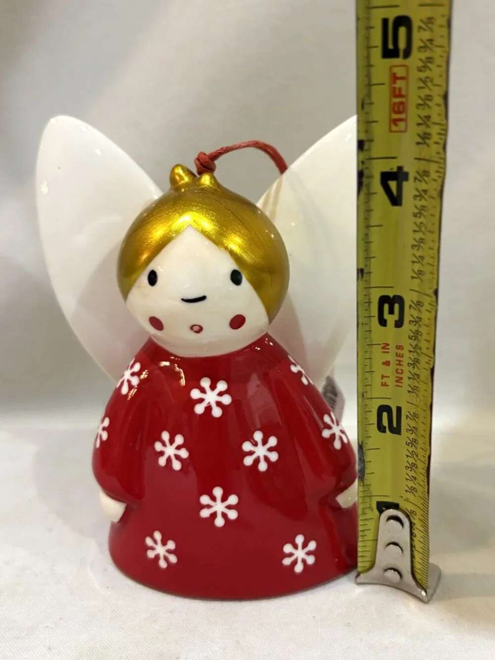 Crate & Barrel Porcelain Angel Holiday Bell Ornament